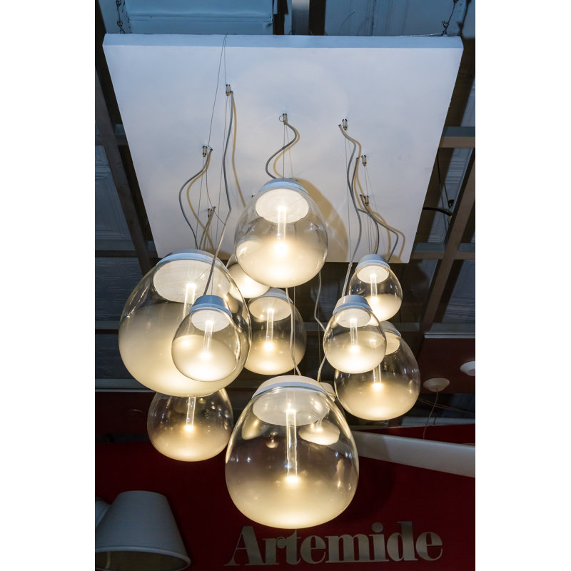 Medium White Glass LED Dimmable Pendant Light