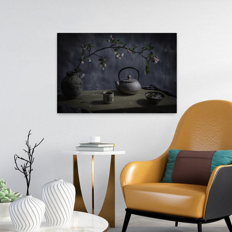 Dashiell Contemporary Art Peaceful Serene Tranquil Cherry Flower Spring Wall Art - Wrapped Canvas Print