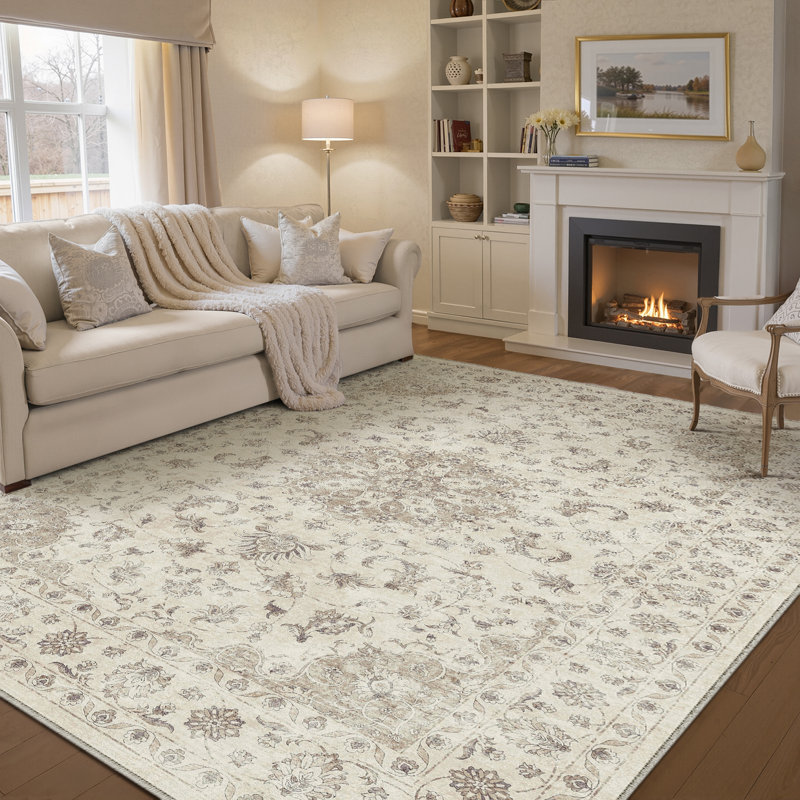 Elegant Vintage Floral Design Area Rug for Living Room, Rectangle 7'9" x 9'9"