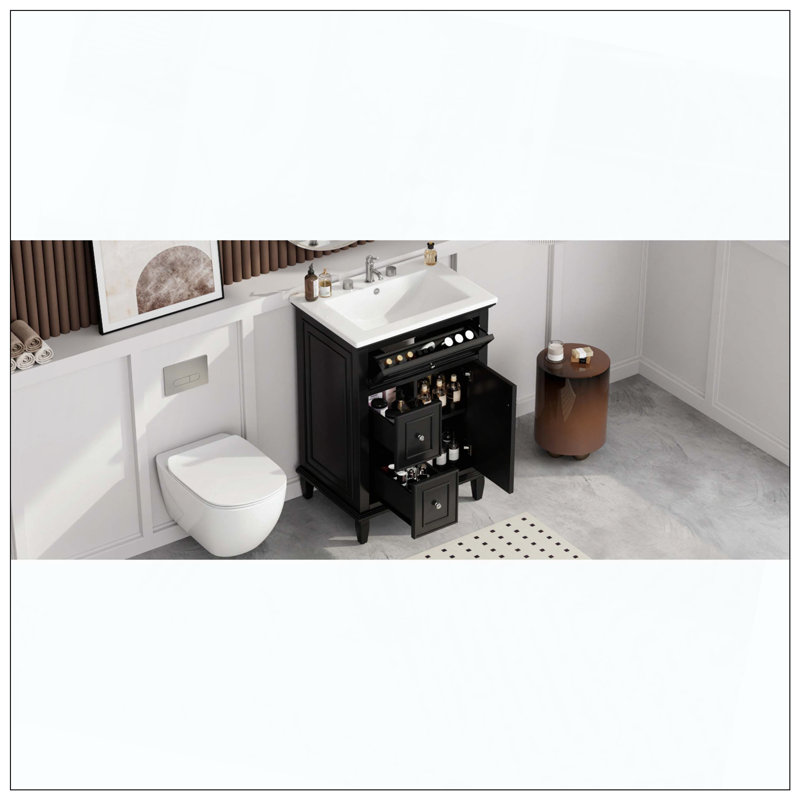 Armoire de meuble-lavabo de salle de bain, Black