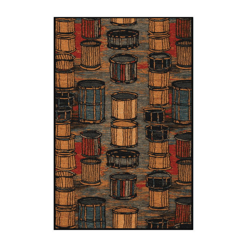  Washable Steel Drums Music Area Rug, Runner 2' x 5'
