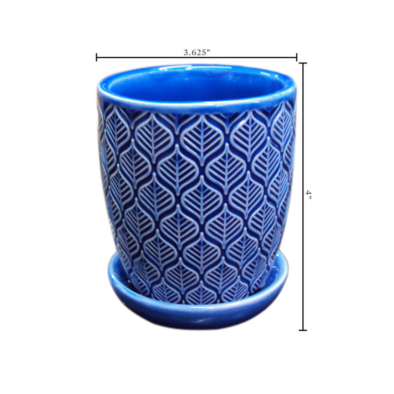 Pot à fleurs 100% céramique Kutsal, Bleu