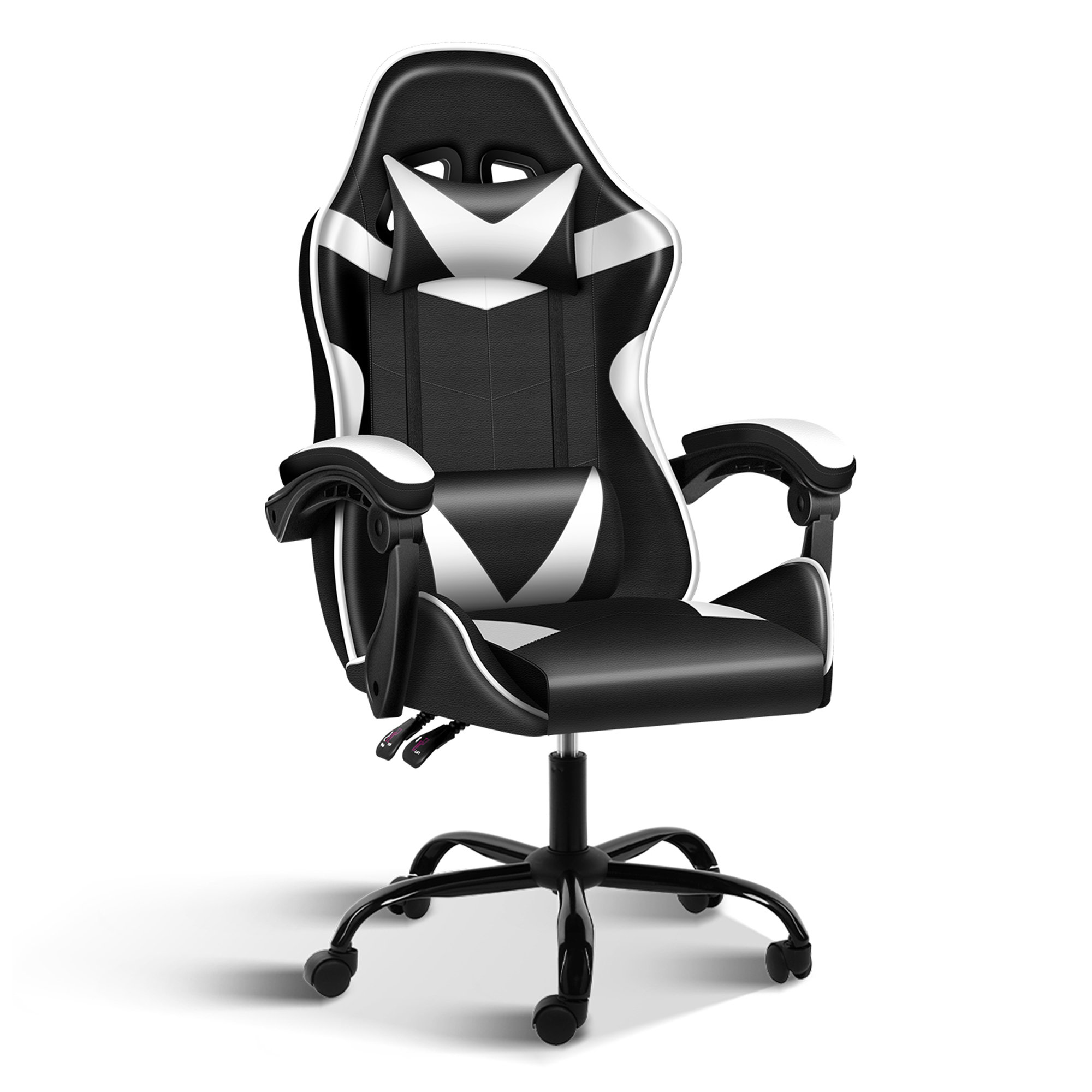 Inbox Zero Reclining Office Chair with Footrest Upholstered Desk Chair with  Padded Armrest Adjustable Black & Reviews