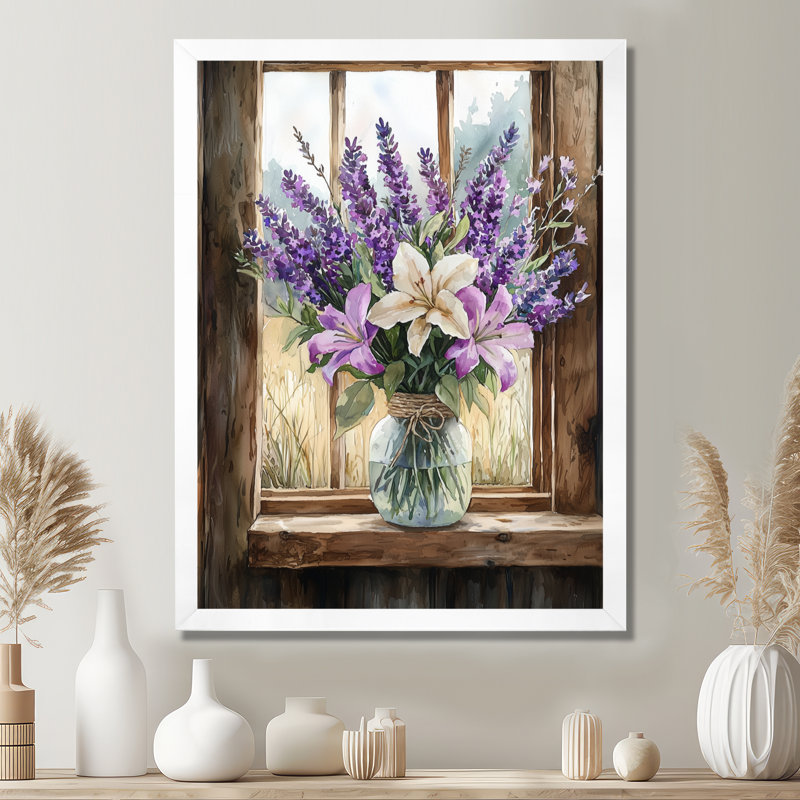 Inam - impressions sur toile florales, H 20 po x l 12 po, Reproduction encadrée d'une seule photo, Blanc