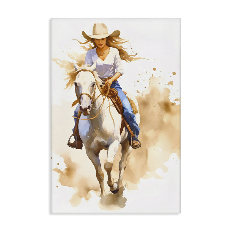 «Cowgirl Jockey Charm», art mural sur toile par Andrea Haase, H 30 po x l 20 po