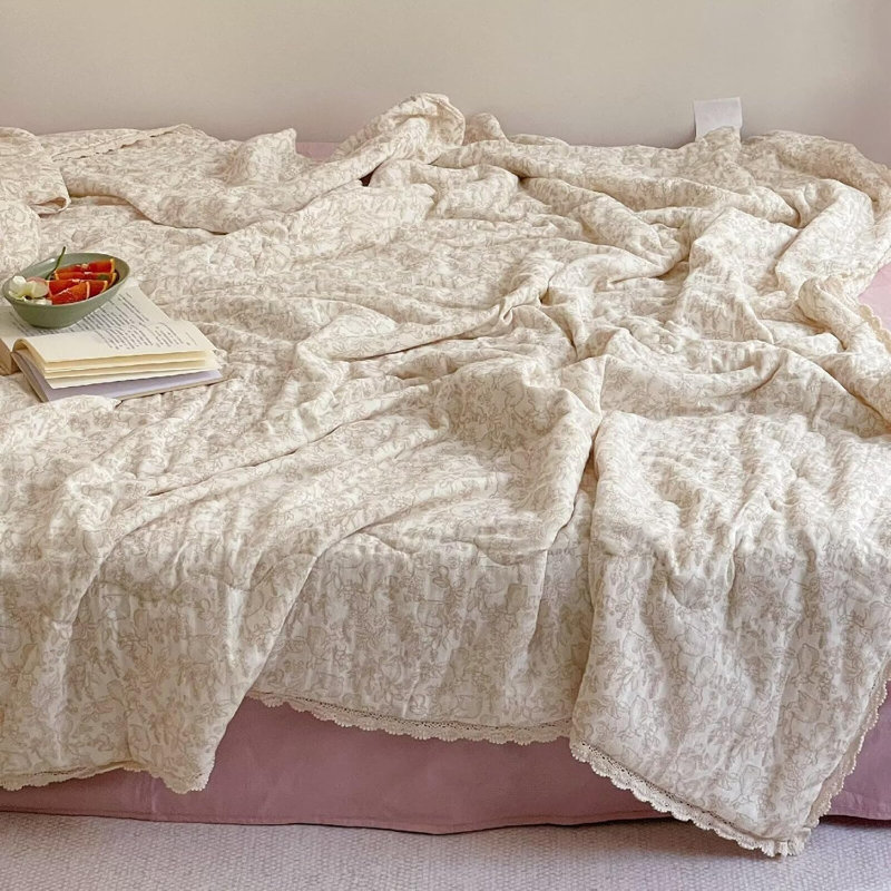 Cute Pattern 2-Layer Muslin Cotton Quilt/Blanket