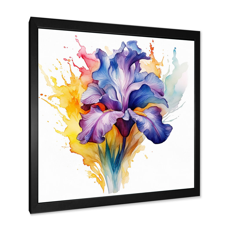 Impressions d'iris mauve et gris I, H 24 po x l 24 po x P 1 po, Cadre simple noir