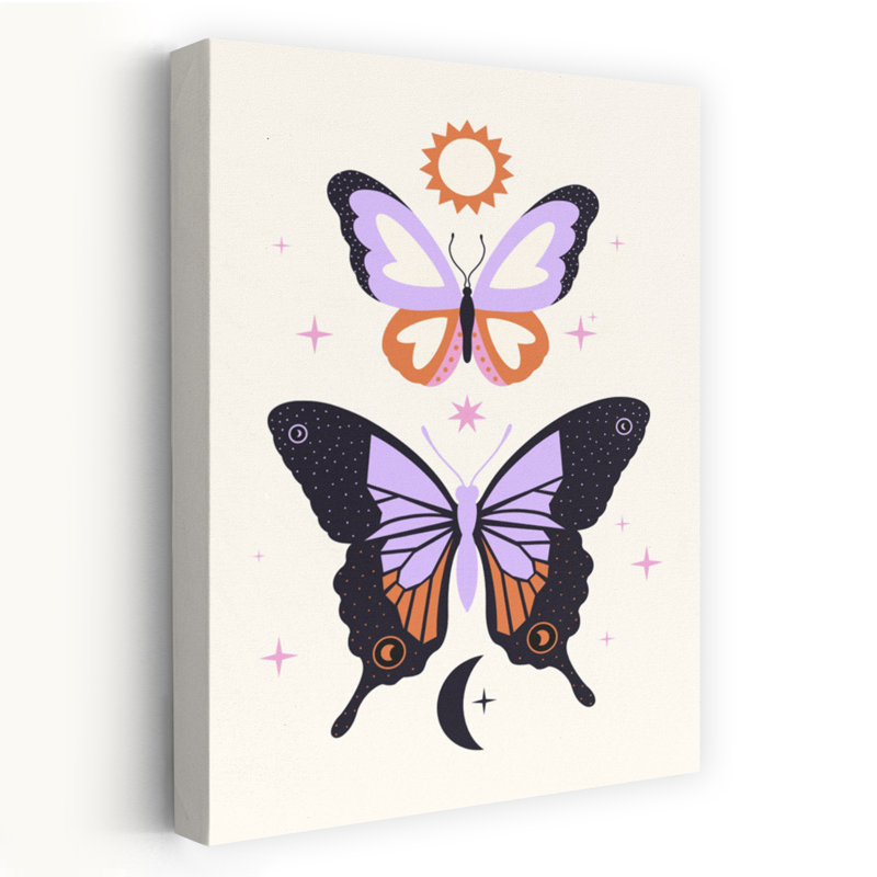 Art contemporain contemporain avec papillon, H 48 po x l 32 po