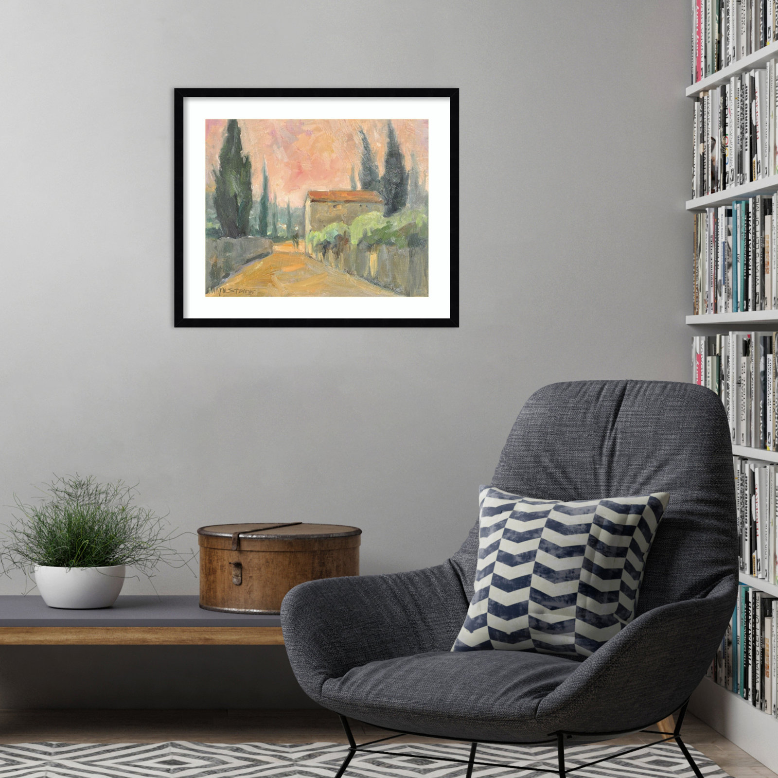 Tuscan Farmhouse Print, 21" H x 25" W, Black