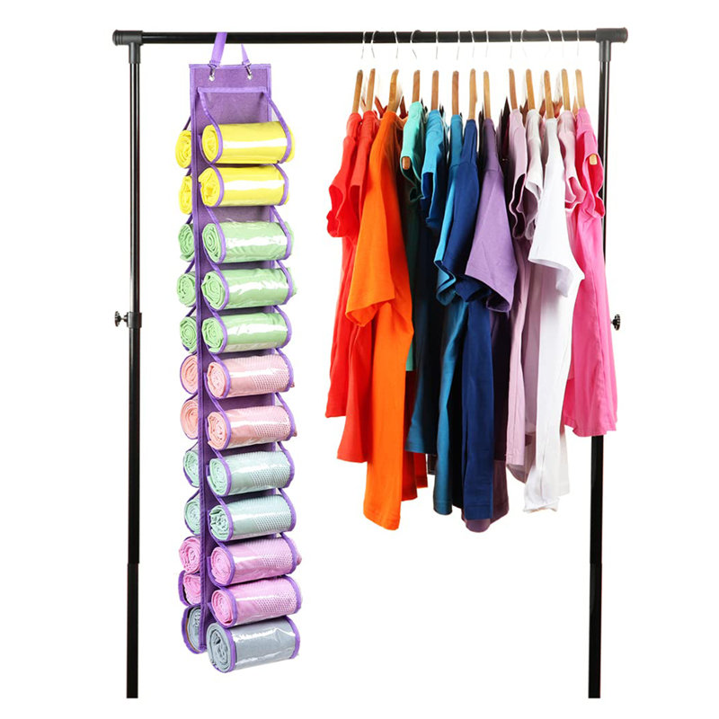 Porte-rouleau pliable pour vêtements, Mauve