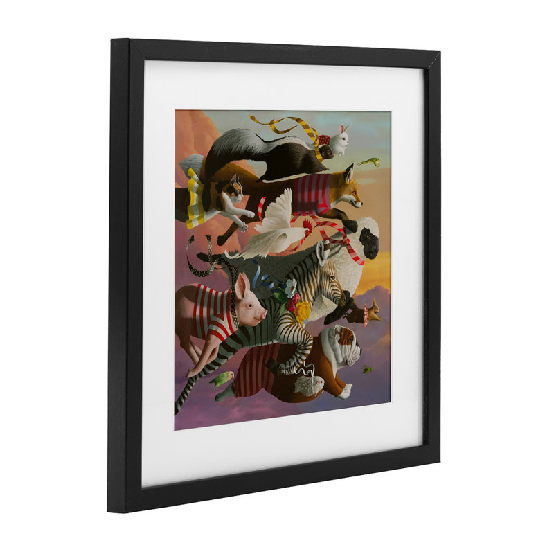 «Thick As Thieves Animals», reproduction encadrée sous verre, conception de Heather, H 13 po x l 13 po, Cadre noir minuit