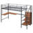 Black Metal-Mdf  Loft Bed W/ Desk & 3-Tier Ladder Storage Twin-86728047-86728046