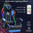 Hoffree LED Ergonomic Gaming Chair with Bluetooth Speakers and Vibration Lumbar Pillow-69741809