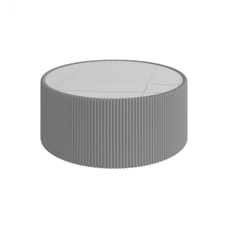 Table basse moderne en cuir avec plateau en marbre pour meubles de salon, 14.59" H x 29.55" W x 29.48" D, White / Tan