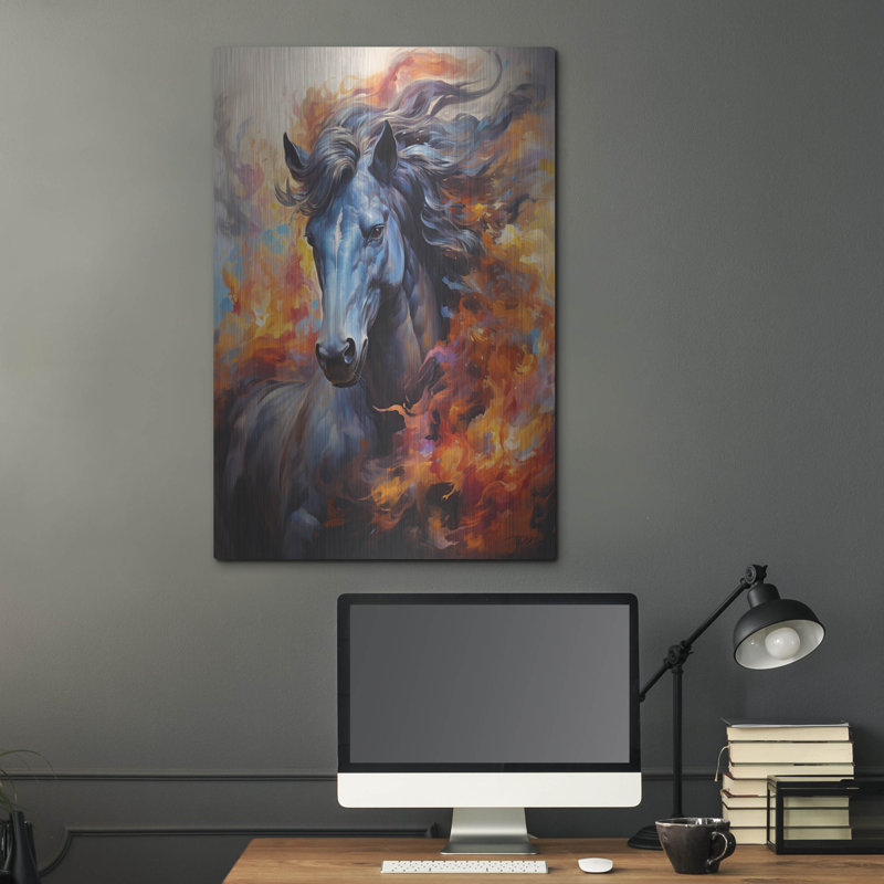 «Fire Horse» par Momart, art mural en métal, H 36 po x l 24 po