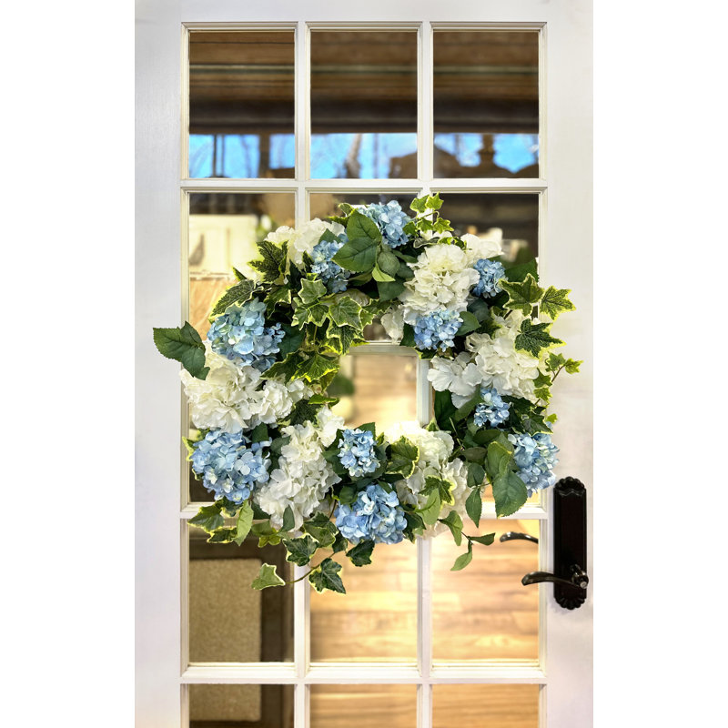 Handcrafted Faux Hydrangea Polysilk 26'' Wreath