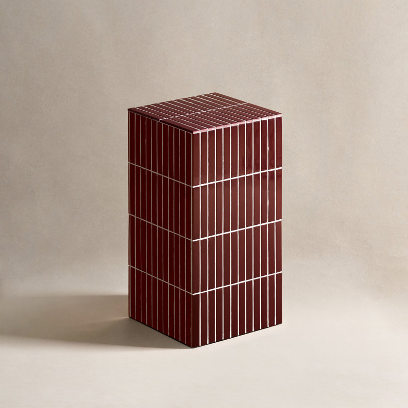 Pedestal End Table, Red