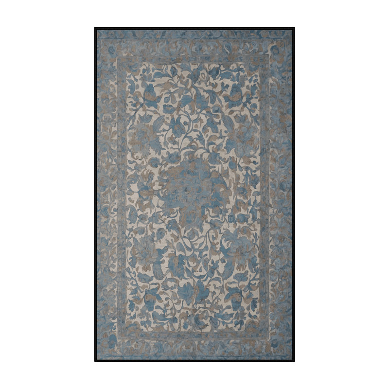 Machine Washable Gray Area Rug, Rectangle 7' x 9'