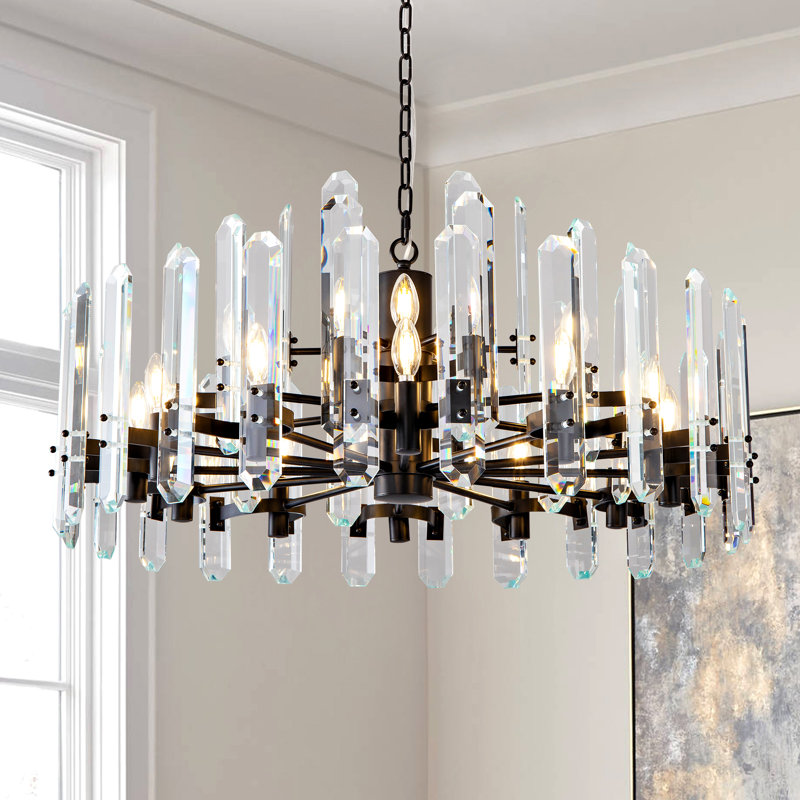 Modern Luxury Crystal Chandelier , Satin Black