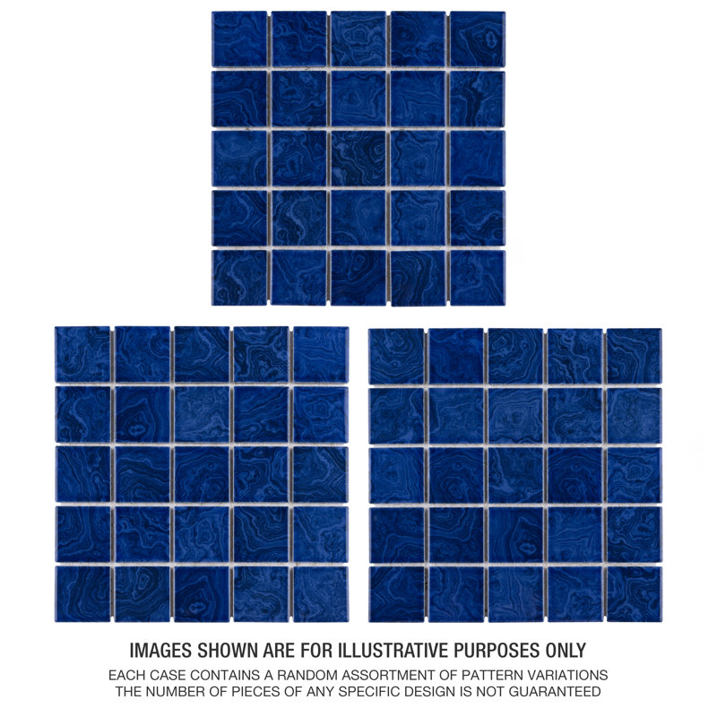 Resort 2" x 2" Porcelain Grid Mosaic Tile, Blue
