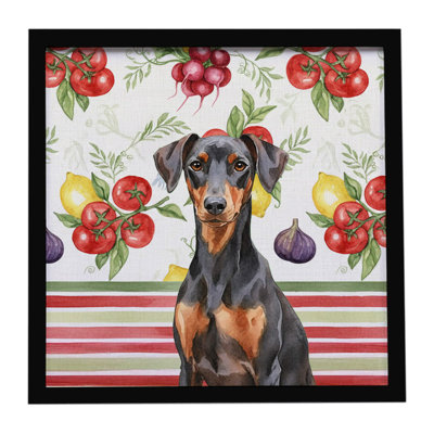 German Pinscher Vegetables Framed Metal Print