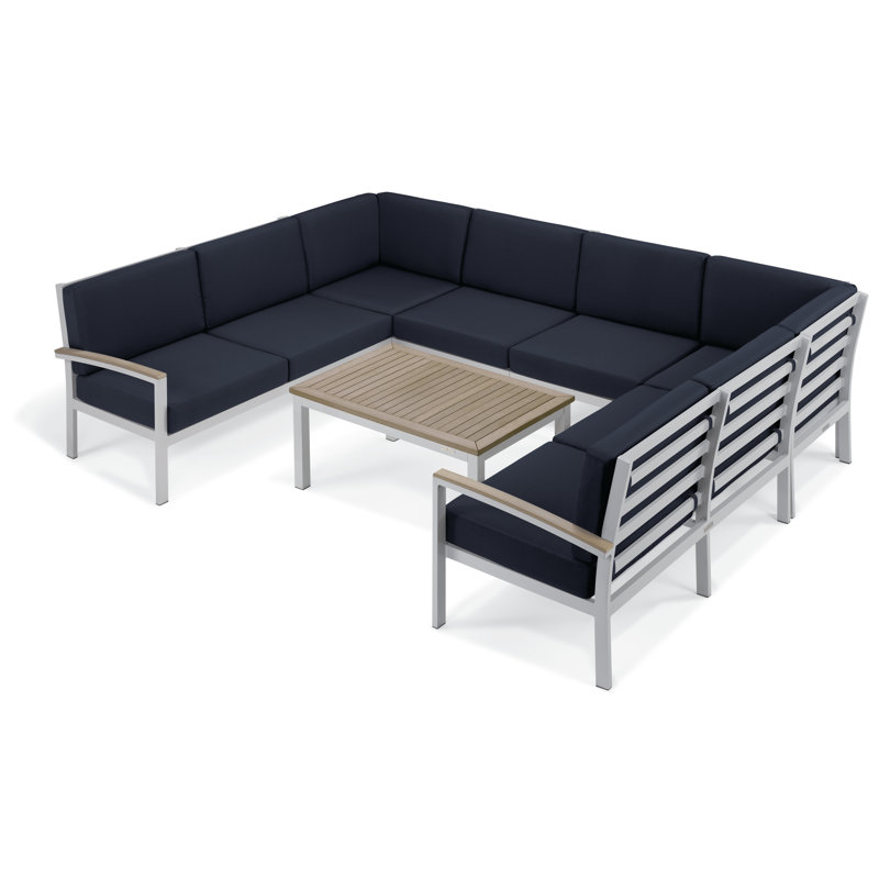 Travira 7 Piece Sectional Set with Cushions, Tekwood Vintage , Midnight Blue