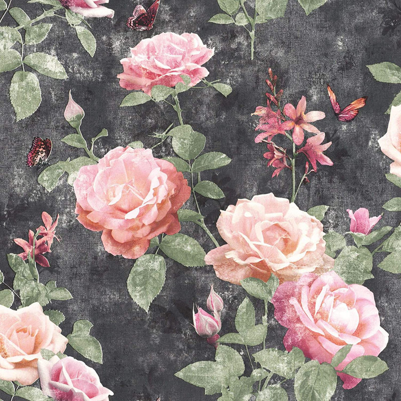 Favela 10.05m x 53cm Matte Wallpaper Roll, Pink/Black