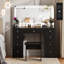 Greyden Vanity Set With LED Mirror & Power Outlets, 9 Drawers with Diamond Handles-2063545914
