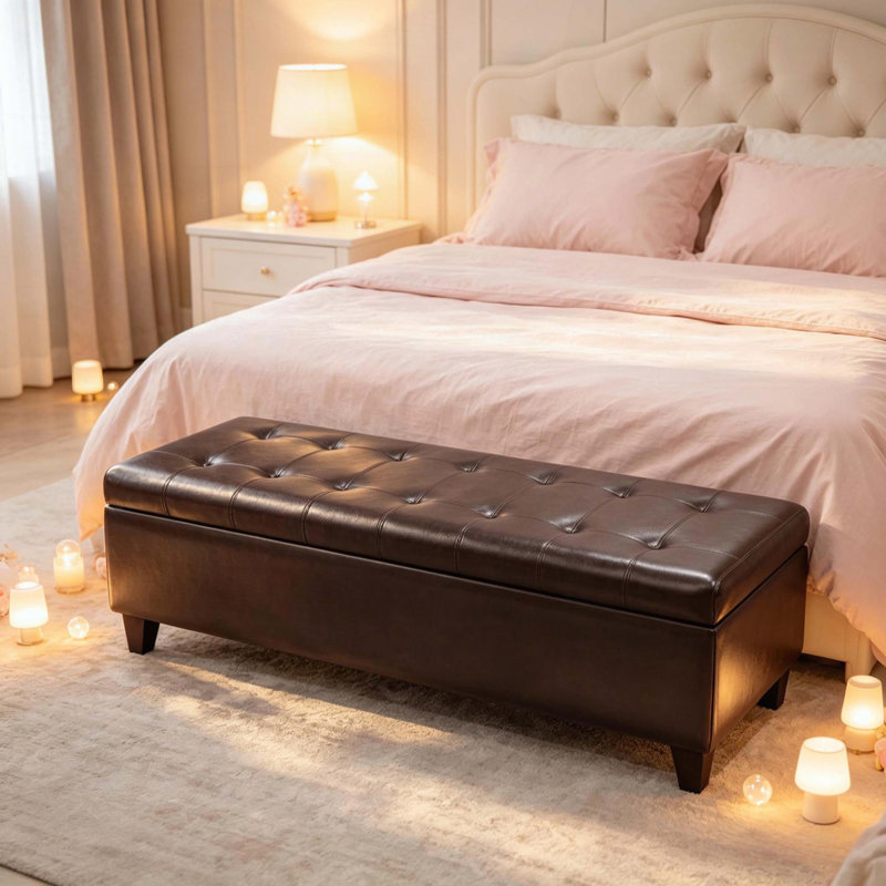 Contemporary Storage Bench with Tufted Cushion