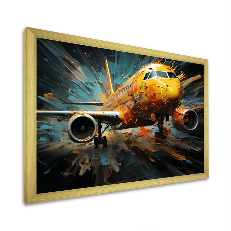 Plane Abstracted Velocity - Transportation Wall Decor, H 12 po x l 20 po x P 1 po, Cadre doré à une seule photo