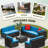 8-Persons Rattan Patio Furniture Conversation Set Outdoor Sectional Sofa for Backyard-1022562436