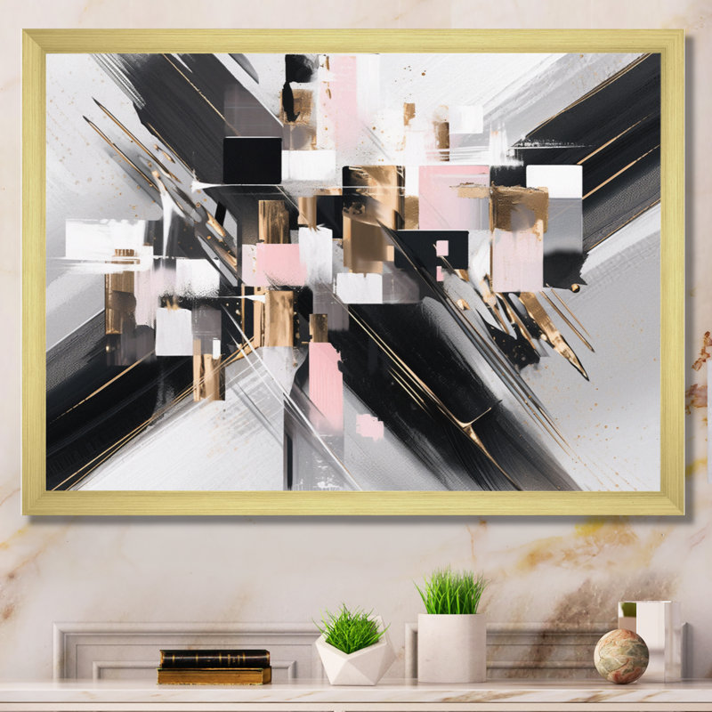«Symmetric Abstractions I» sur toile, Cadre doré à une seule photo, H 12 po x l 20 po x P 1 po
