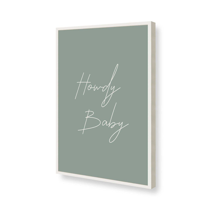 Imprimé «Sage Howdy Baby» dans un cadre blanc, 14 po x 11 po