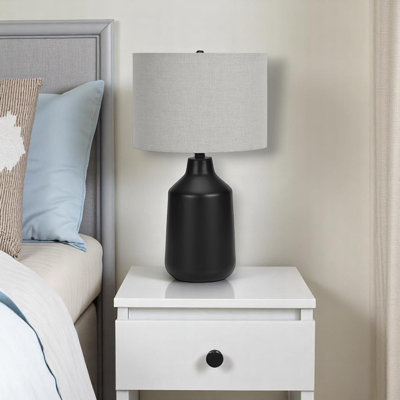 Nami Table Lamp with Black Concrete & Grey Shade, 23.75'' H X 13.81'' W X 13.84'' D