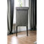 Chaises de salle à manger rustiques, tissu aspect lin à boutons, bois massif, base en bois gris avec dossier à volutes noir et gris-118040022