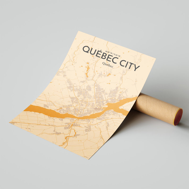 Carte de la ville de Québec, impression, H 17 po x l 11 po