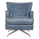 Kyle 28.5" W Top Grain Leather Swivel Armchair