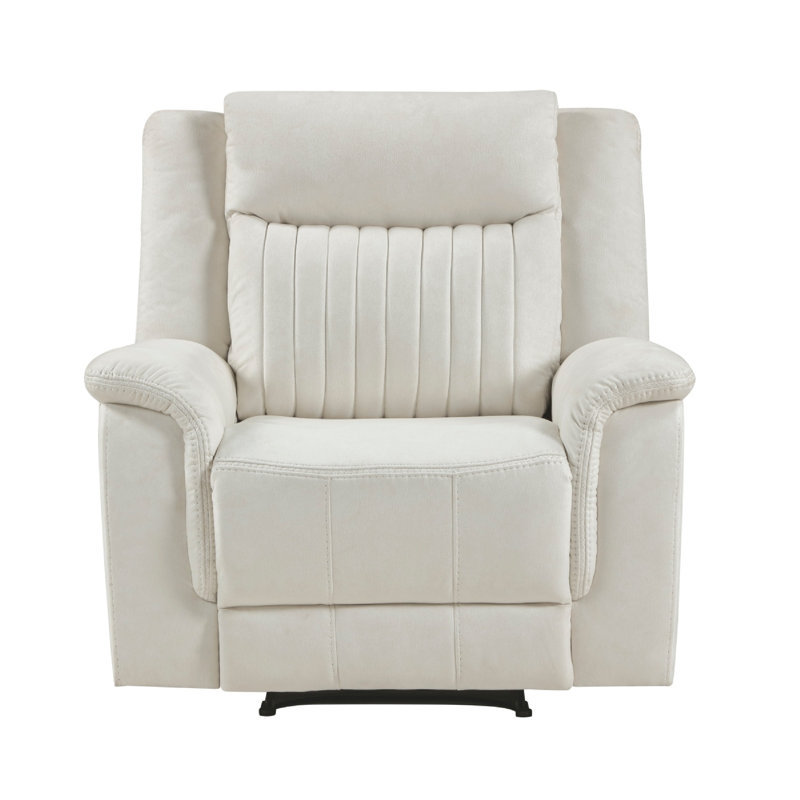 Nez Manual Reclining Chair, Contrast Edges, Beige Polished Microfiber, Beige