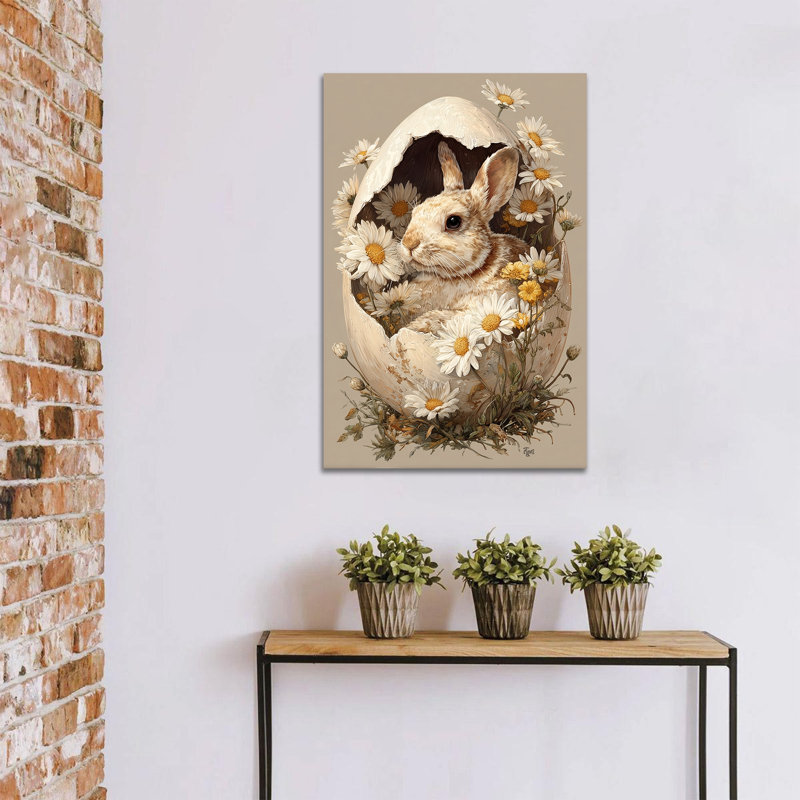  Art mural sur toile de lapin de Pâques - photos de lapin pour le printemps, art mural sur toile de Pâques pour décoration murale, impressions sur toile encadrées, 12 po x 18 po