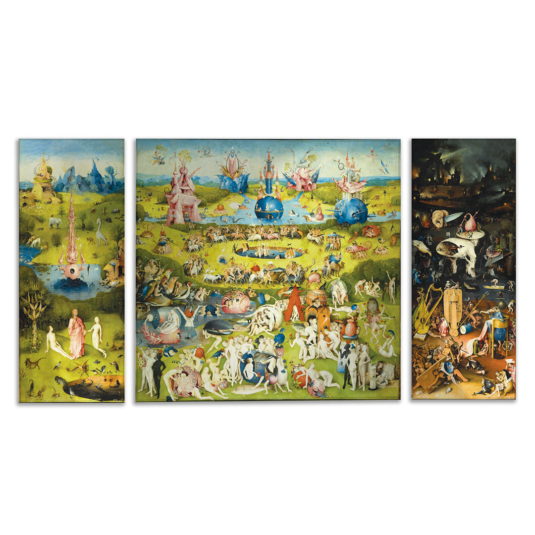 Der garten der lÃ¼ste von hieronymus bosch - 3 stÃ¼ck ungerahmt gemÃ¤lde