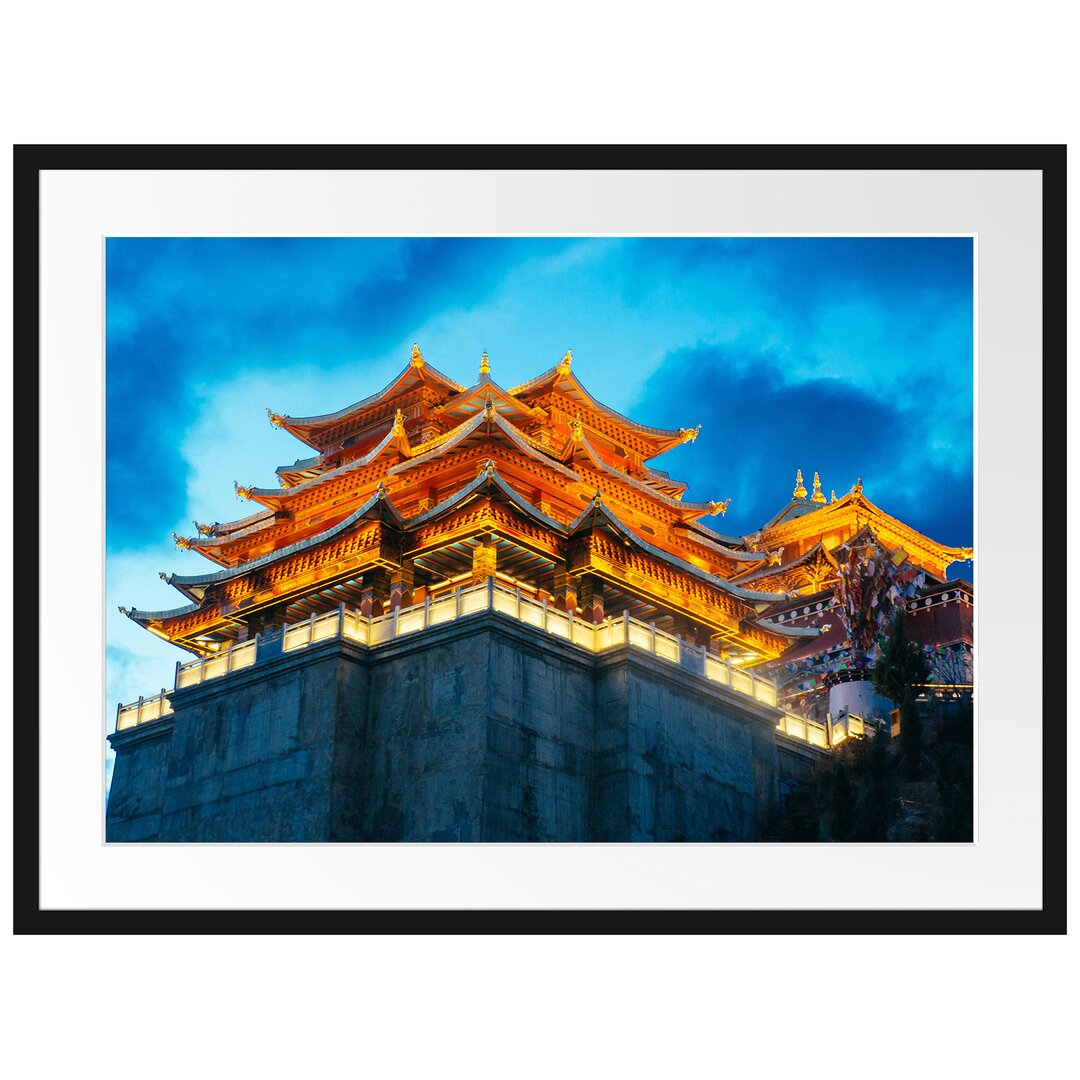 Gerahmtes Poster Leuchtender Tempel in China