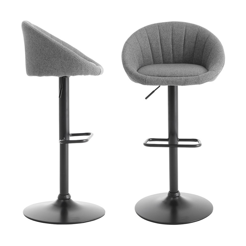 Pigalle Upholstered Adjustable Height Bar Stool, Grey