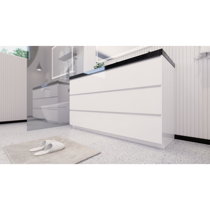Santrice 59.5'' Single Bathroom Vanity with Acrylic Top, Hight Gloss White