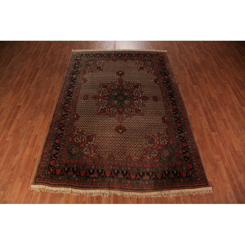 Tapis traditionnel rétro en laine à motif médaillon 7 x 10