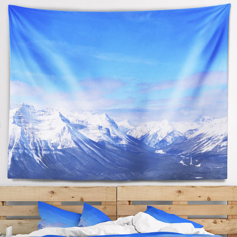 Paysage photographie blue winter mountains tapisserie, H 32 po x l 39 po