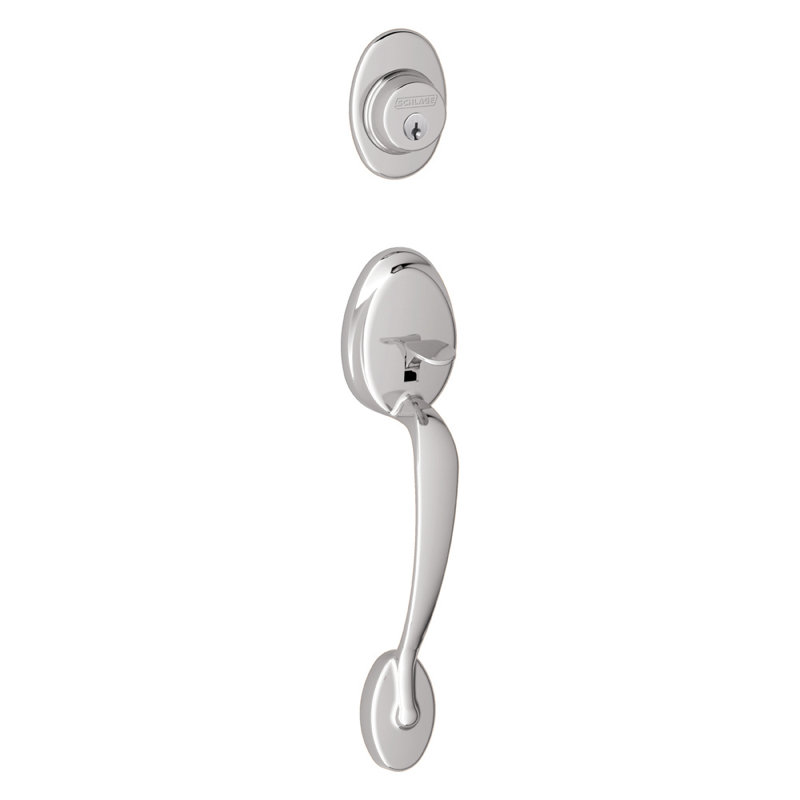 Exterior Portion Handleset and Deadbolt (Interior Portion Sold Separately), Bright Chrome