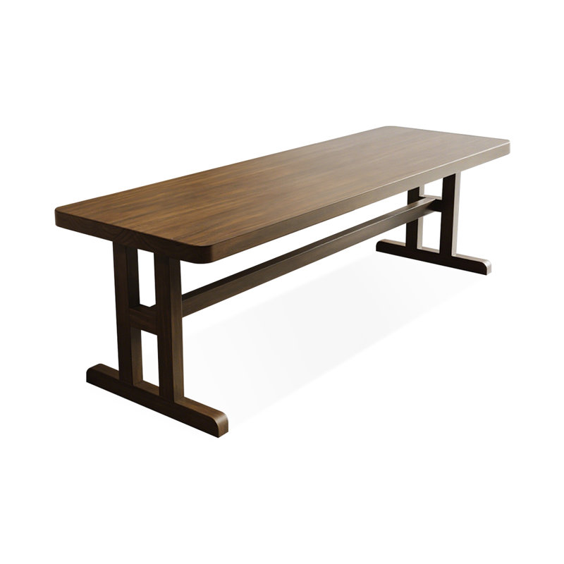 Nut-brown Rectangular Solid Wood writing desk, 29.53" H x 86.61" W x 27.56" D