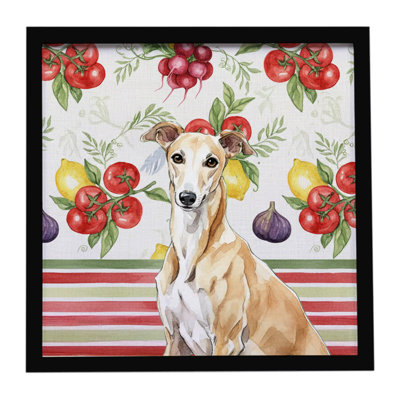 Fawn Greyhound Vegetables Framed Metal Print