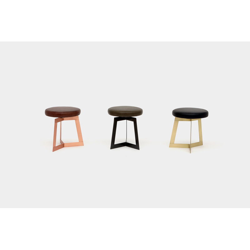 Y Accent Stool, Olive, Dirty Brass