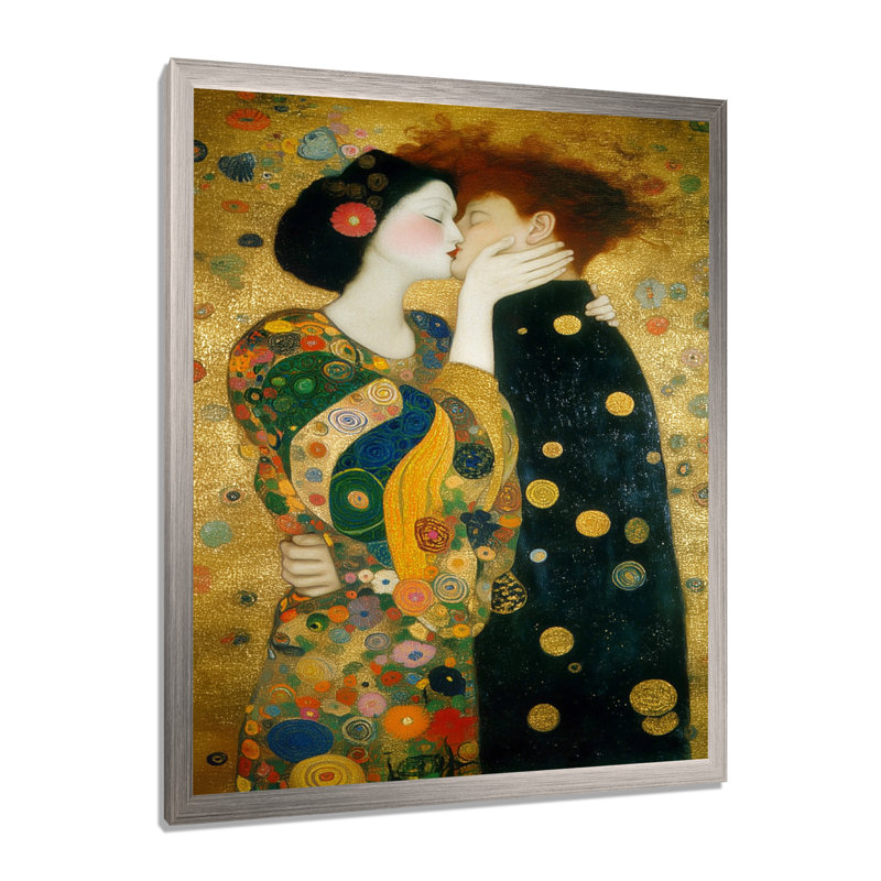 Impression intime sur toile, "Couple intime", H 44 po x l 34 po, Cadre photo unique, Argent argent